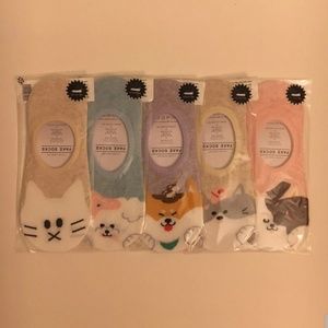 Cat Series 5 Pairs of No Show Socks